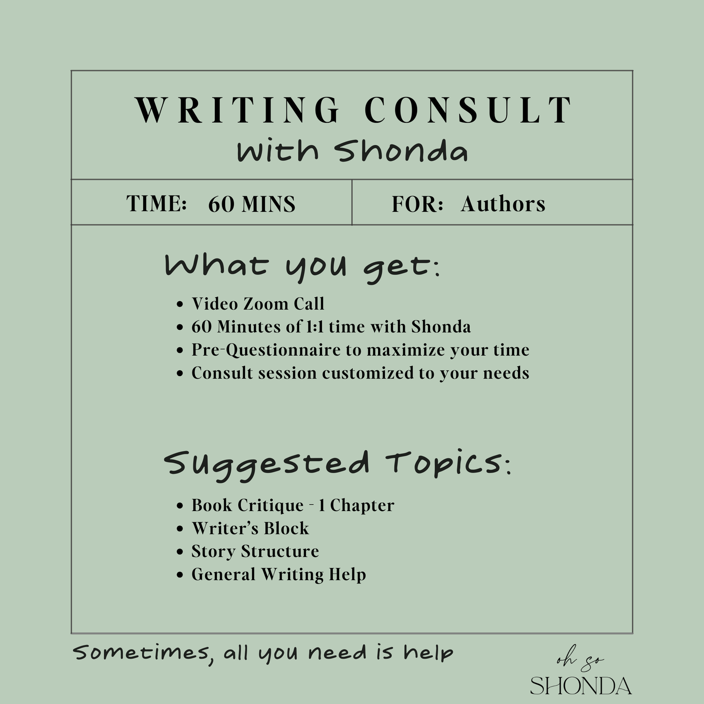 60 Minute - Writing Consult Session