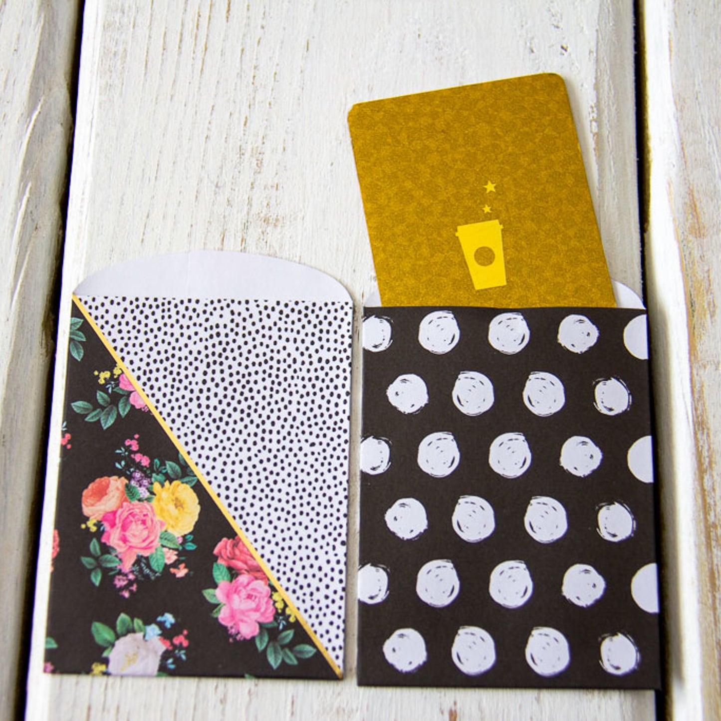 Flowers and Dots Paper Gift Card Bags