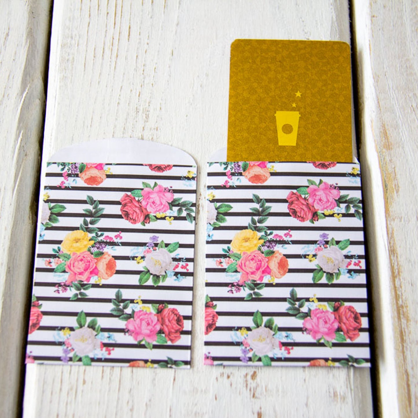 Floral Stripes Paper Gift Card Bags