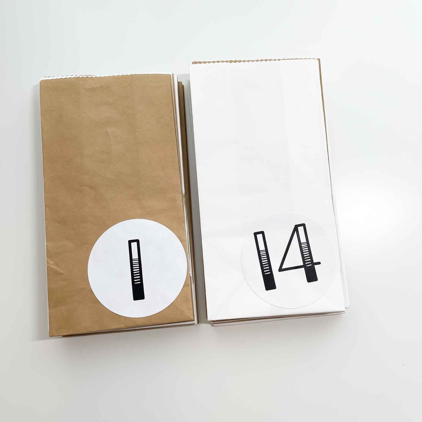 White/Kraft - Paper Advent Calendar Bags
