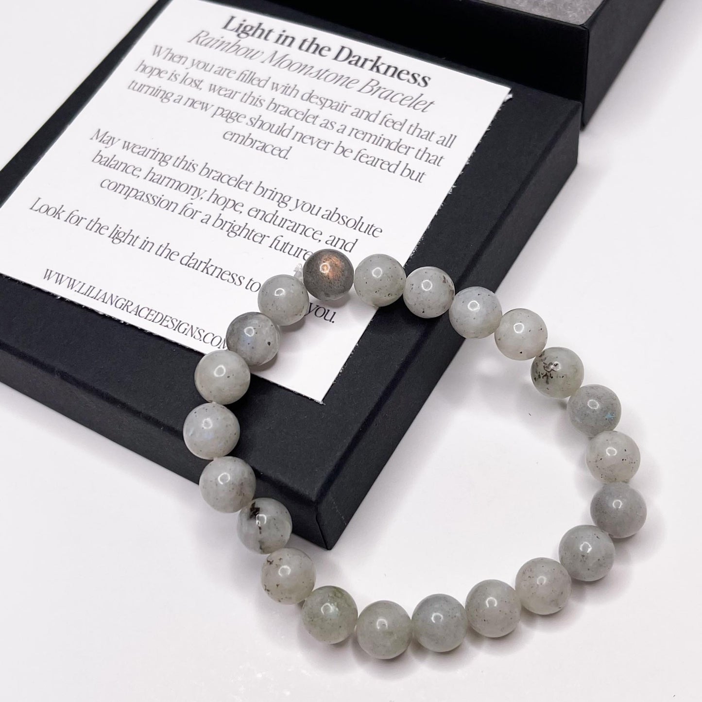 Light in the Darkness – Rainbow Moonstone Bracelet