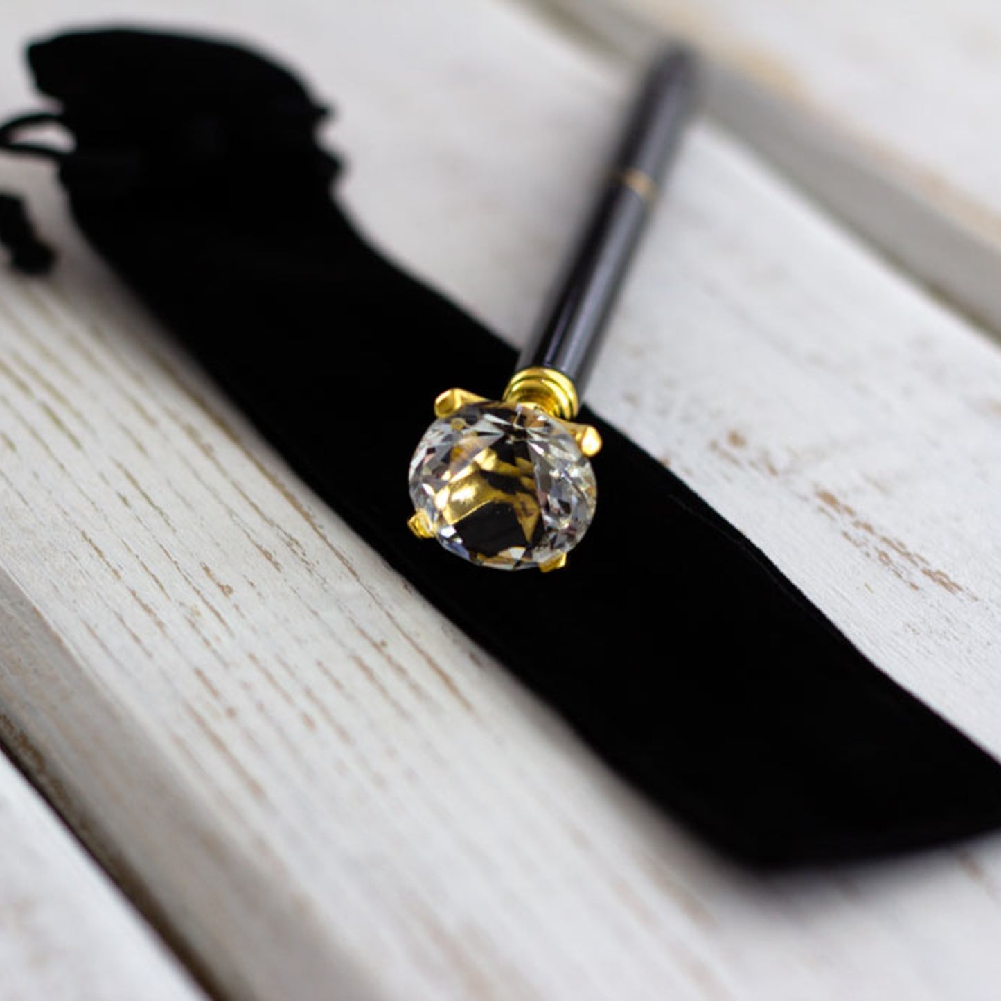 Diamond Ball Point Pen - Black/Gold