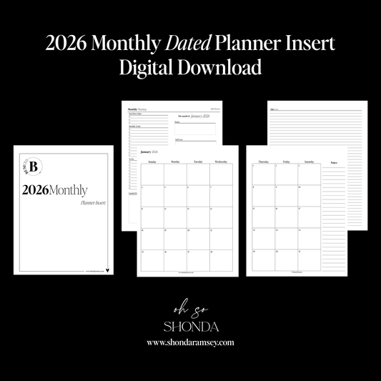 2026 Monthly Planner Insert - BusiCEO System - Digital Download