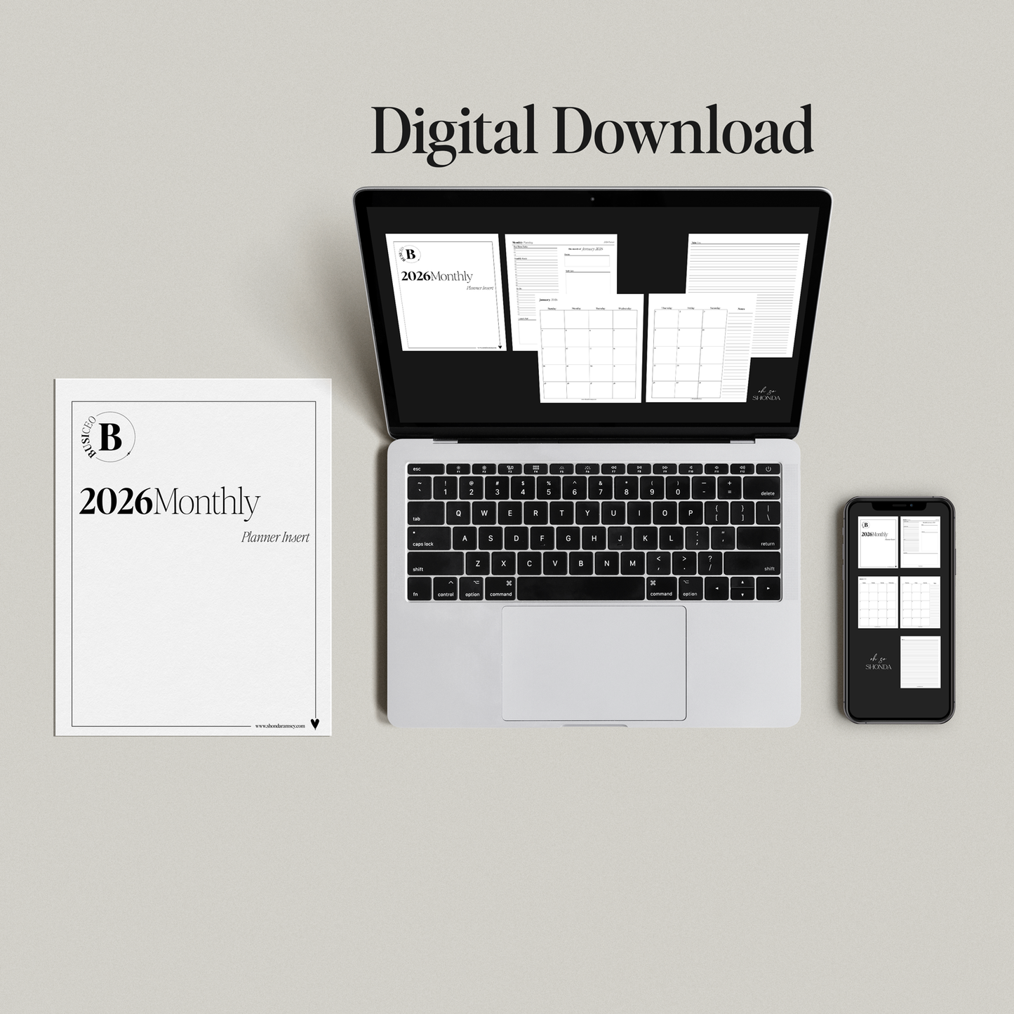 2026 Monthly Planner Insert - BusiCEO System - Digital Download