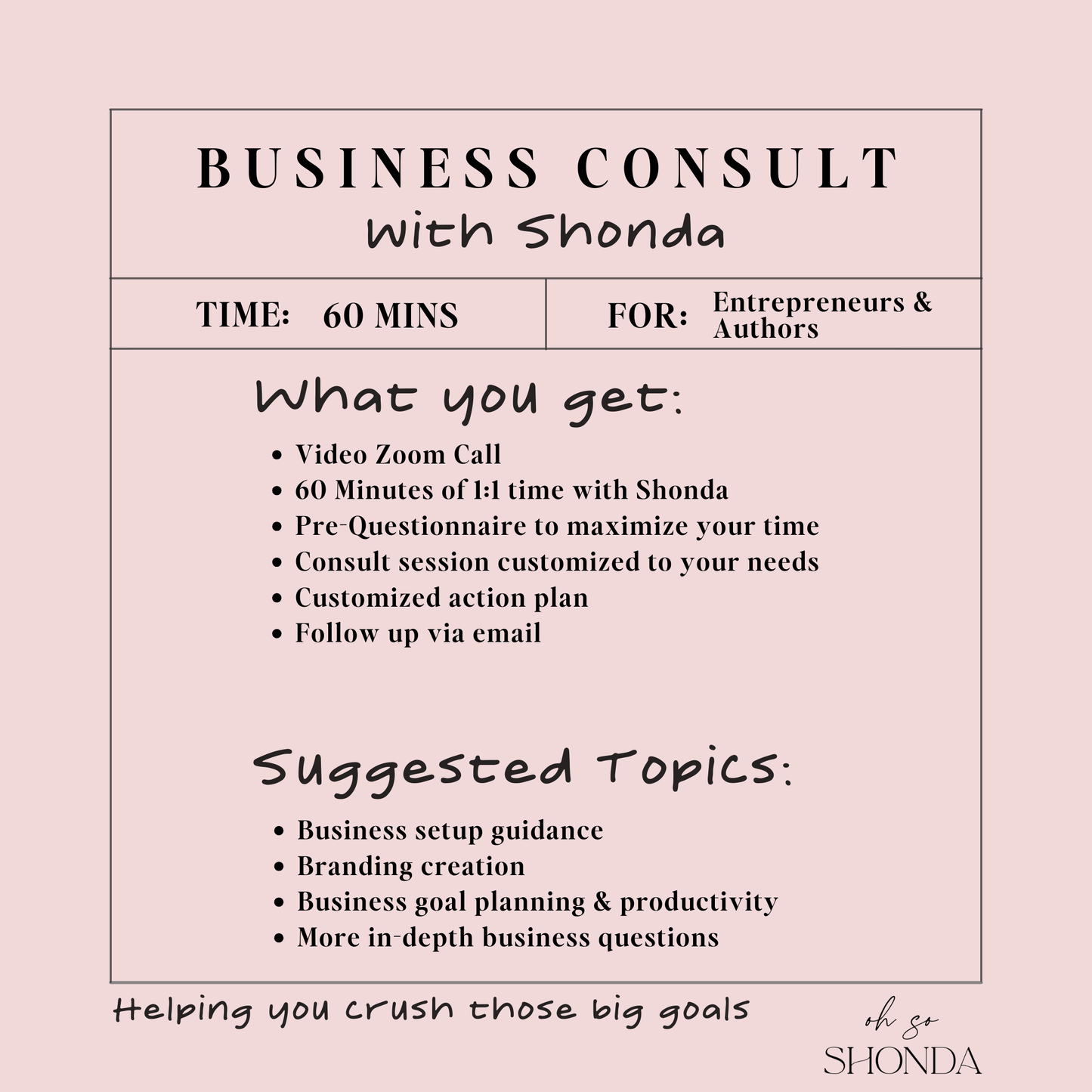 60 Minute - Business Consult Session