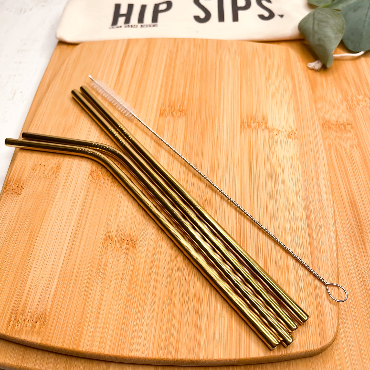 Gold Stainless Steel Straw Pack - Hip Sips