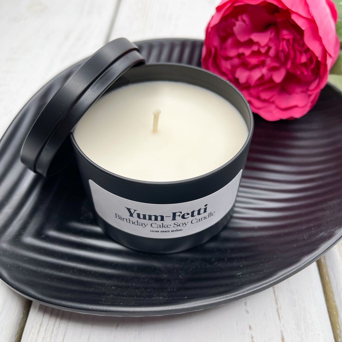 8oz Luxury Black Tin Soy Candle - Various Scents