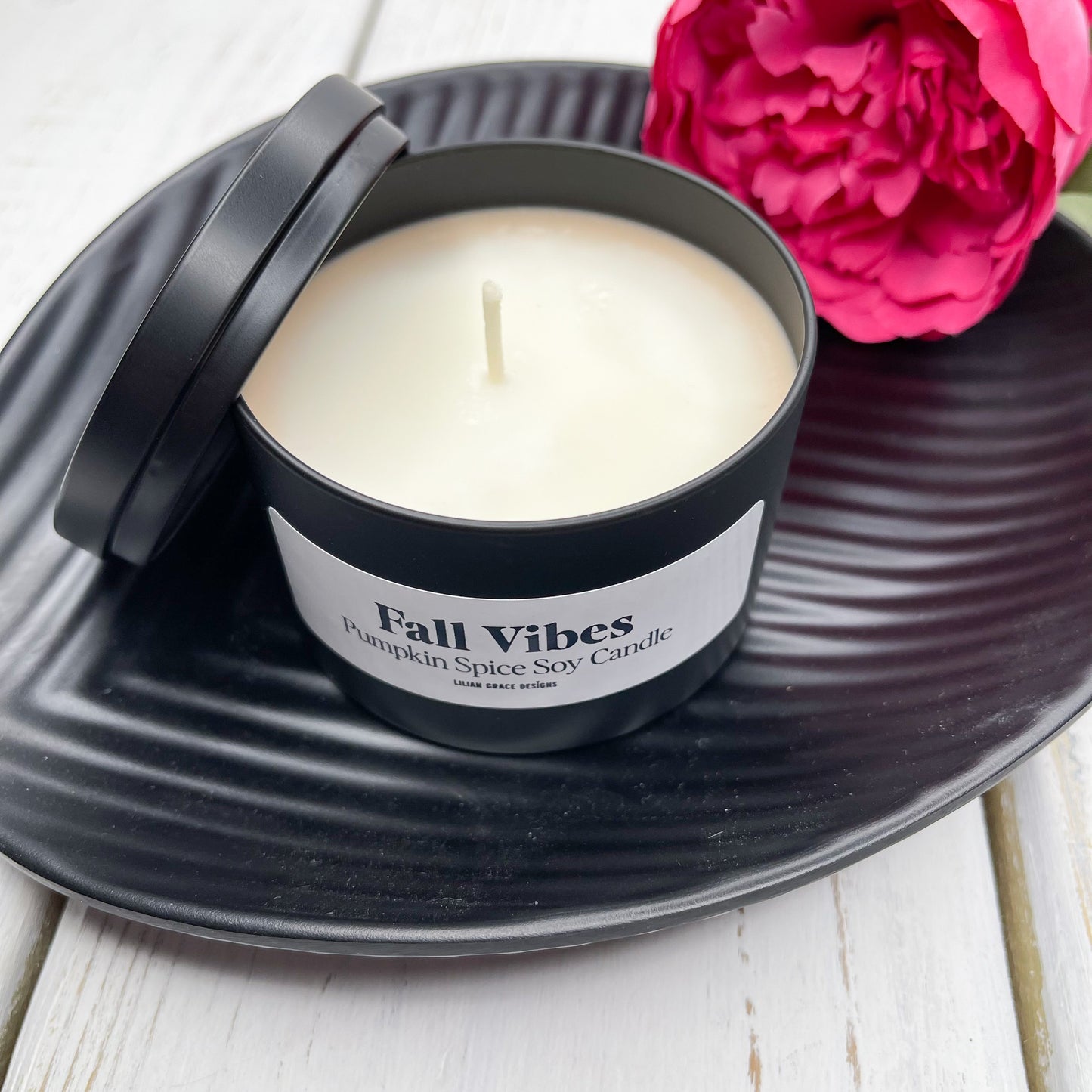 8oz Luxury Black Tin Soy Candle - Various Scents
