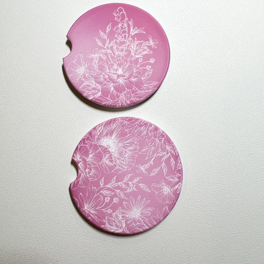 Love Blossoms Lily - Ceramic Car Coasters