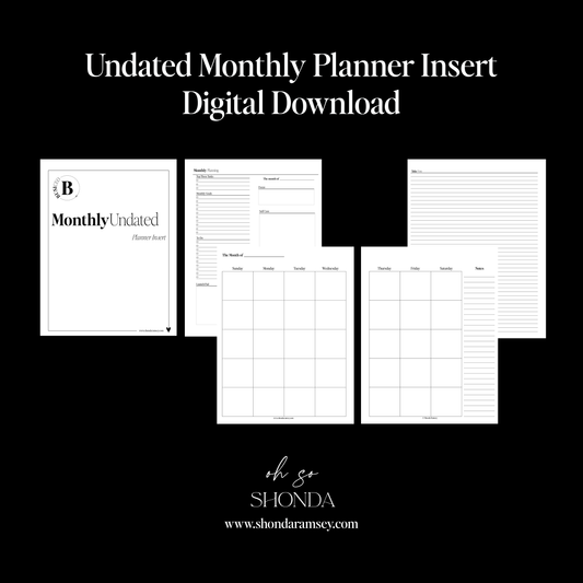 Undated Monthly Planner Insert - BusiCEO System - Digital Download