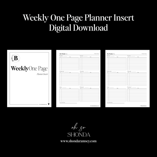 Weekly One Page Planner Insert - BusiCEO System - Digital Download