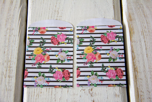 Floral Stripes Paper Gift Card Bags