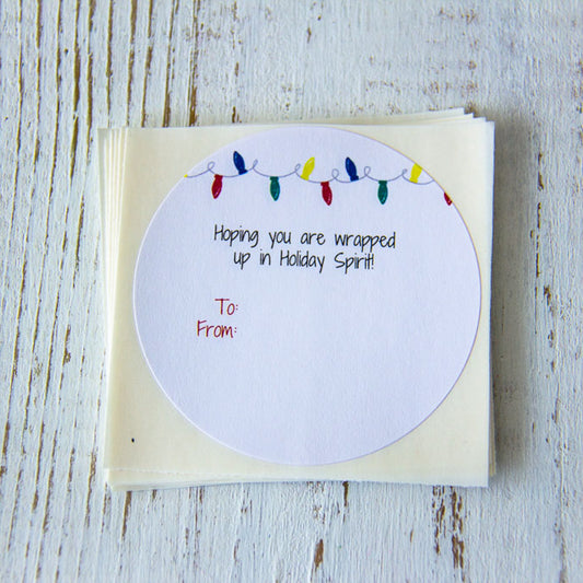 Christmas Lights - Round Adhesive Gift Tags